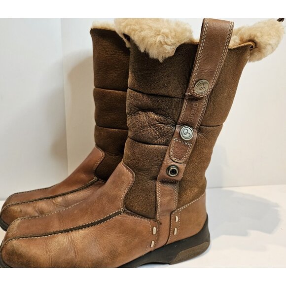 Blondo Brown Leather Snow Boots Faux Fur Lined Adjustable Size 7M Women’s - Picture 5 of 12
